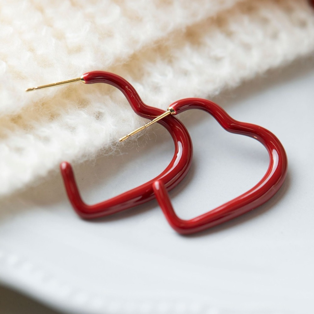 French Red-Heart Shaped Earrings